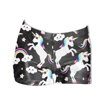 Dance Gymnastics Shorts-Black Unicorn
